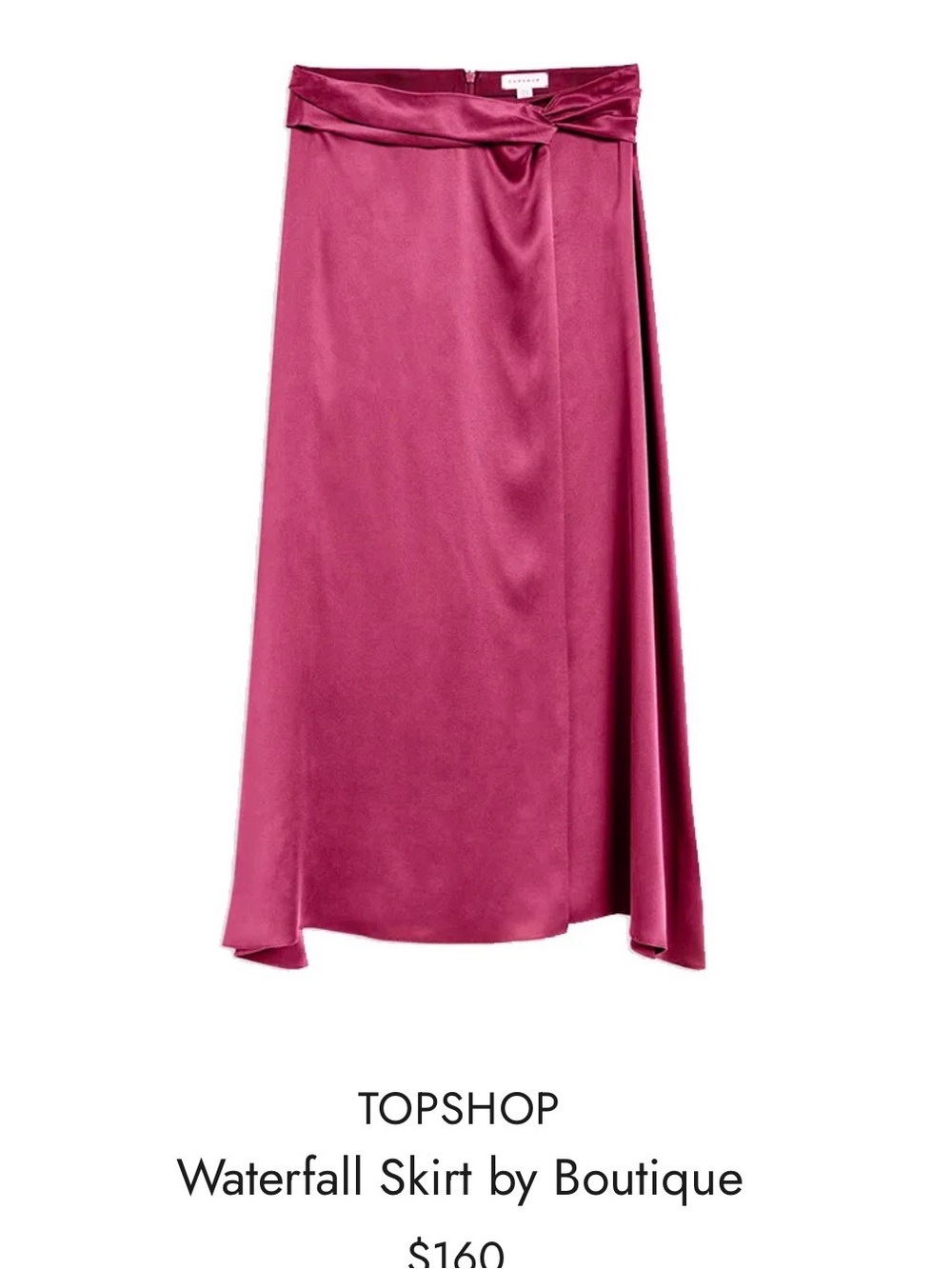 NWOT Topshop 100% Silk Wrap Midi Skirt in Berry